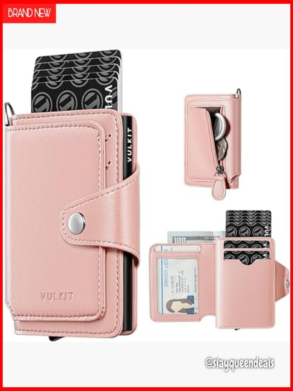RFID Blocking Pop-Up Card Holder Wallet with Zipper Coin Pocket